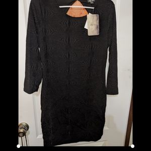 Lily Rose Little Black Fitted Bodycon Cocktail Party Evening Dress 3/4 Sleeve XL